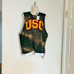 Homemade Womens Sz L Tank Shirt Top Sleeveless Bleach Splattered USC  22 in ches